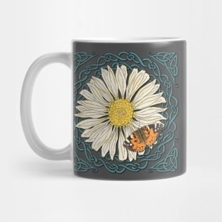 Celtic Daisy and Painted Lady Butterfly Mug